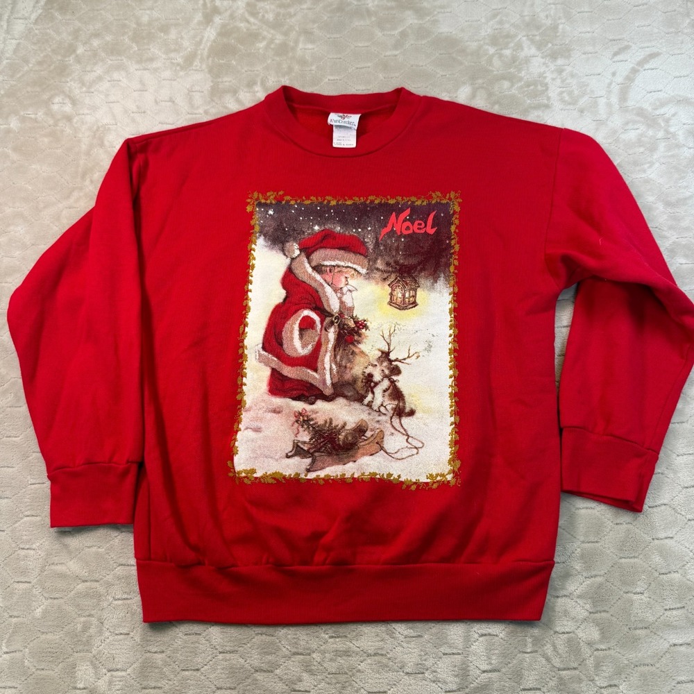 VTG Grannycore Christmas Noel Crewneck Sweatshirt Nutcracker Brand Sz Small